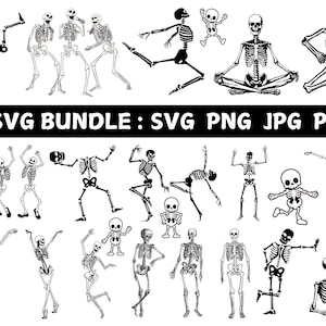 Skeleton SVG Bundle: Halloween Clipart, Cut Files (Digital Download)