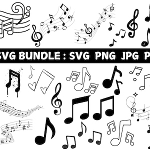 Music Notes SVG Bundle, Music Notes PNG Bundle, Music Notes Clipart, Music SVG Cut Files for Cricut, Music Lover Svg, Musician Svg