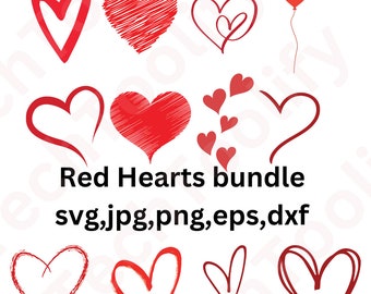 Herzen SVG, rote Herzen svg, Valentinstag svg, Sympathy, Herzform, Umriss, rote Herzen bündeln, geschnittene Datei, digitale Datei, Herzen png,