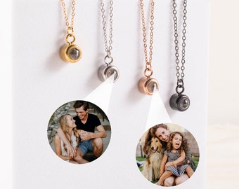 Custom Photo Projection Necklace Personalized Picture Projection Charm Necklace Mum Memorial Photo Jewelry Anniversary Couple Gift for Her