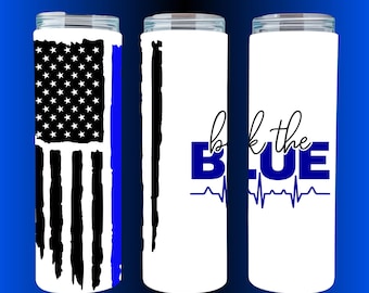 Back the Blue Thin Blue Line Tumbler