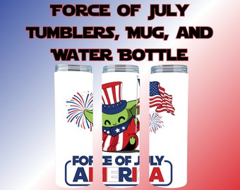 Vaso, taza o botella de agua de la Fuerza de Julio