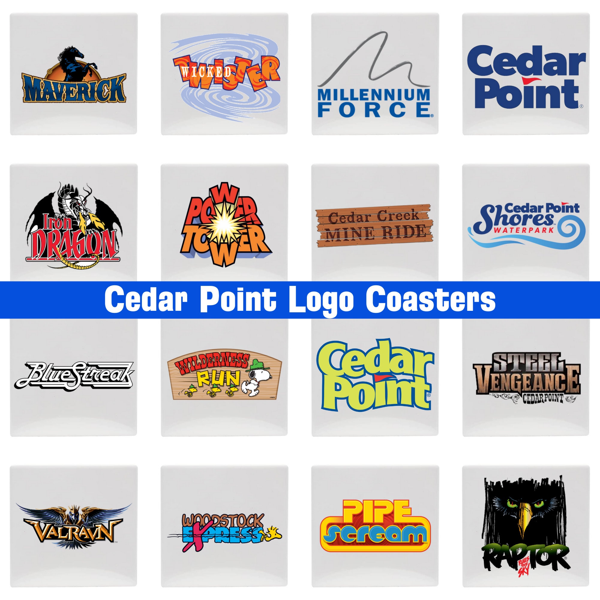 Cedar Point Logo Coaster Set Etsy