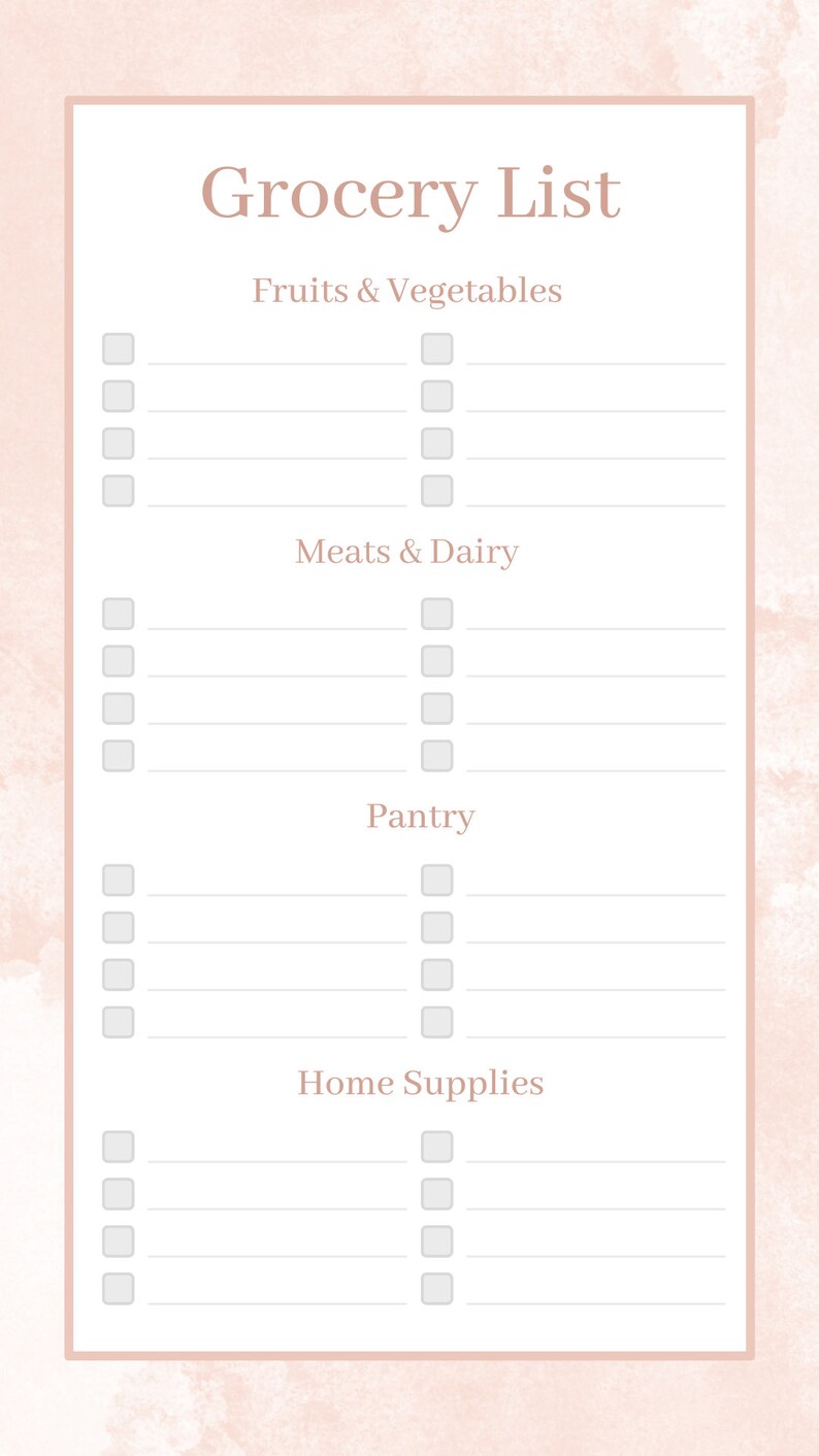 Printable Grocery List, Editable Grocery List, PDF Grocery List ...