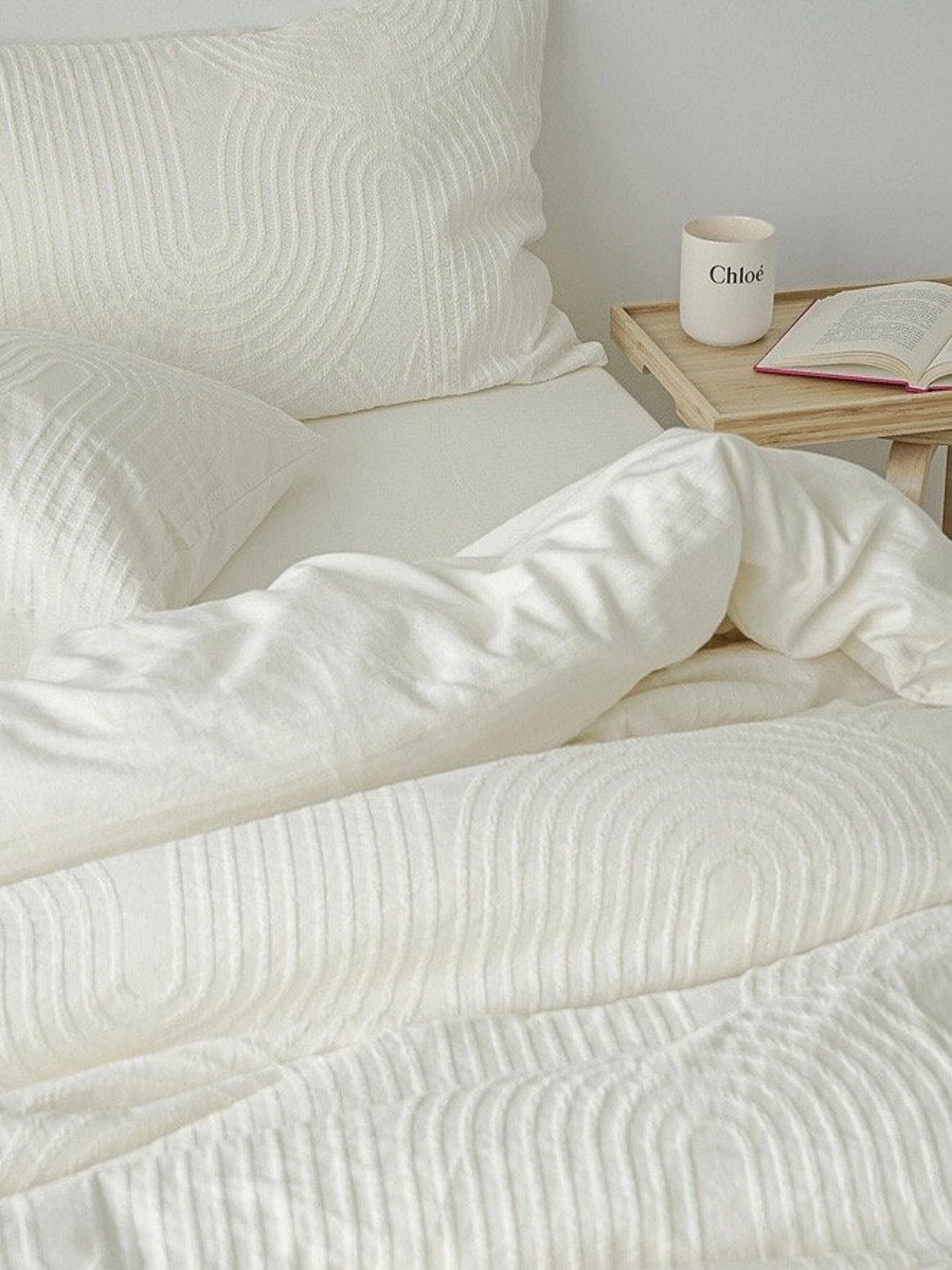 Natural White Cotton Duvet Cover Set 4pcs Neutral Cotton Etsy