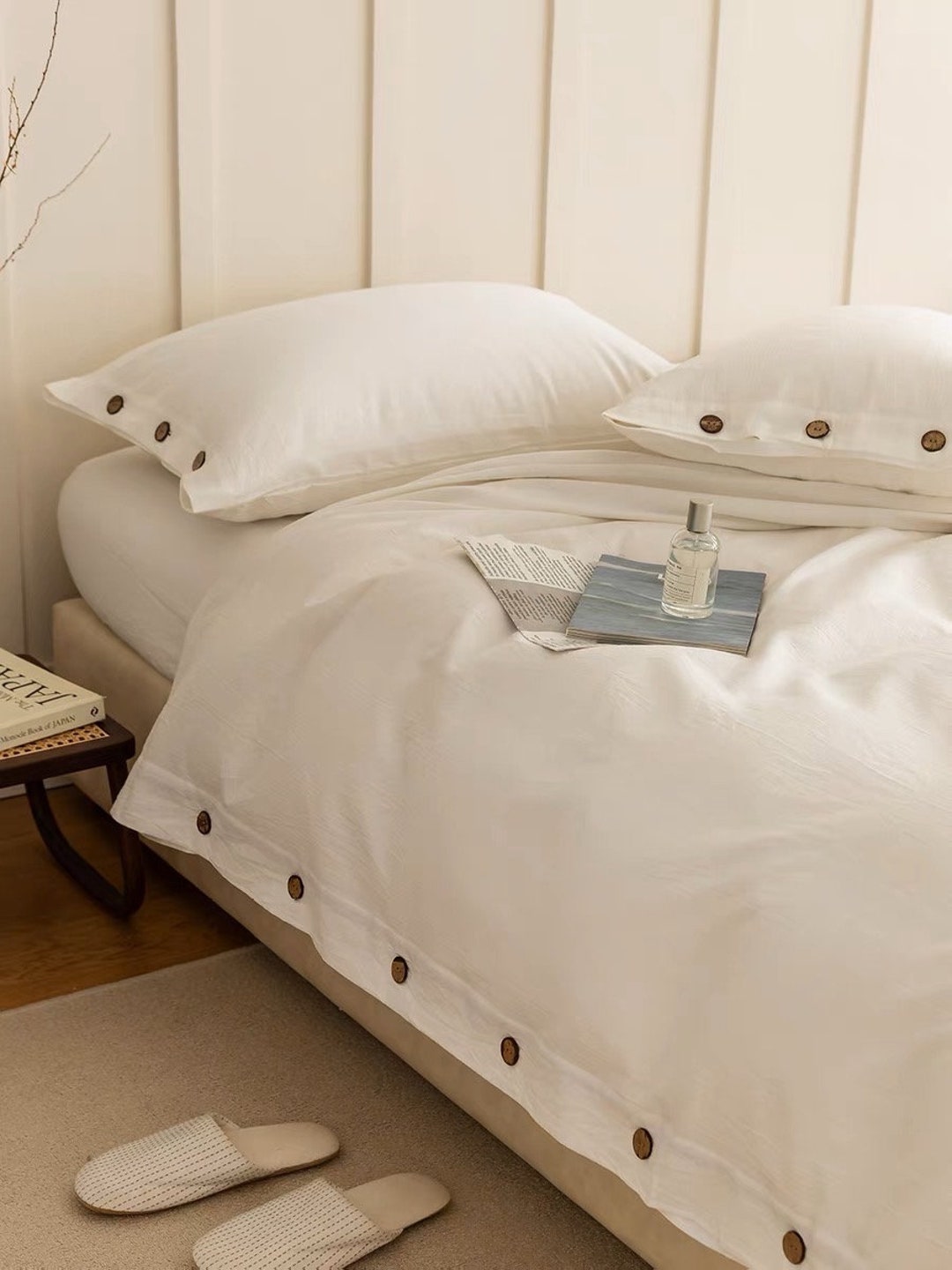 Pure White Cotton Duvet Cover Set Minimalist Cotton Duvet Etsy