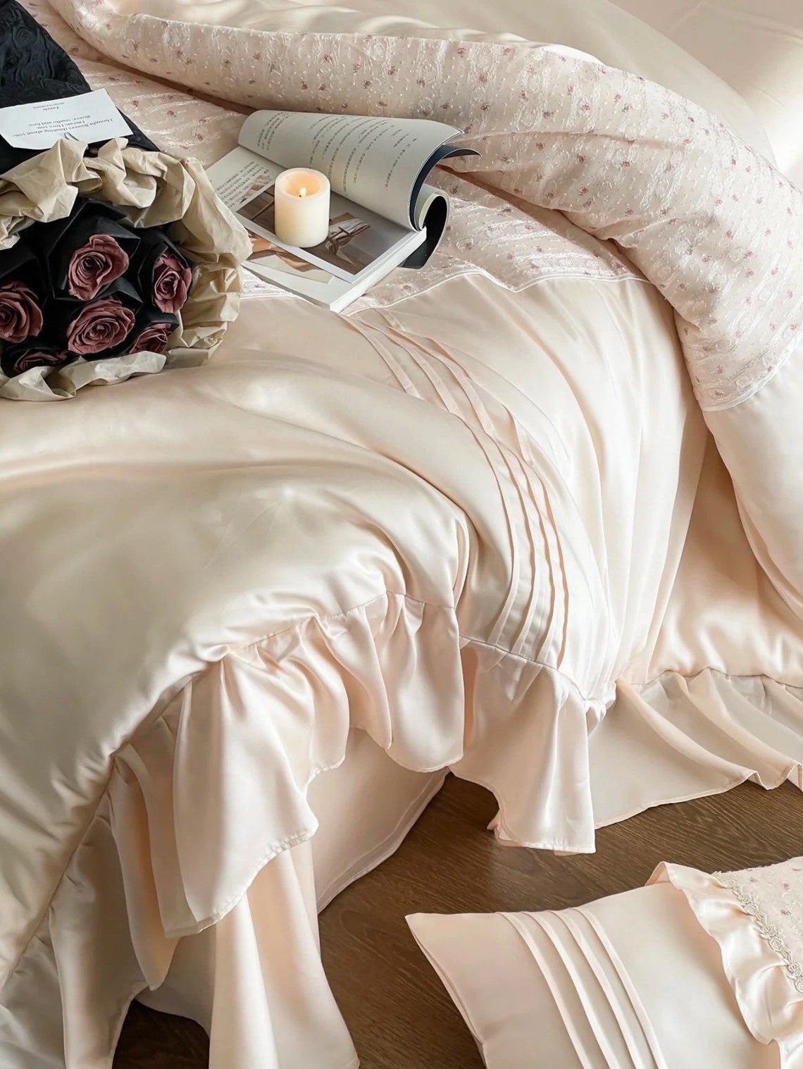 Tencel Lyocell Ruffled Bedding Set 4pcs Tencel Lyocell Etsy