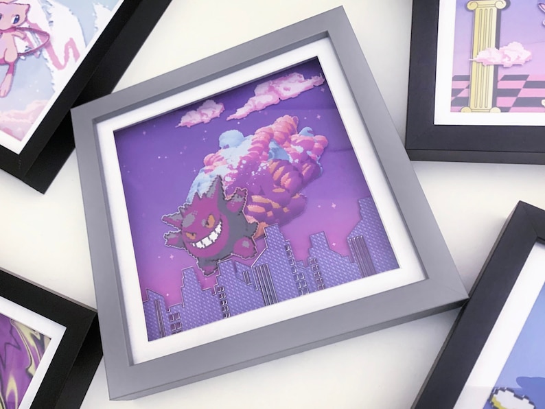 GENGAR CITYSCAPE 3D Shadow Box Pokemon Framed Art Trippy Etsy