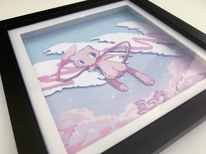 80s MEW 3D Shadow Box Pokemon Framed Art Trippy Room Decor Etsy