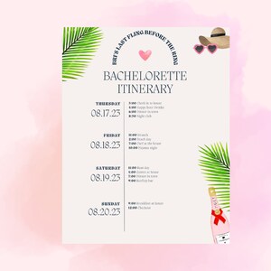 Bachelorette Itinerary Template