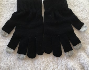 Adults touch screen magic gloves in black, one size