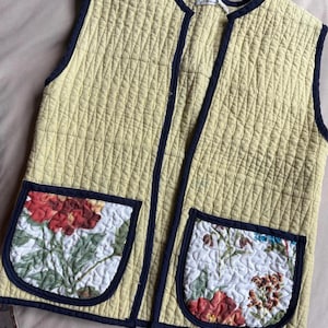 green quilted garden vest
