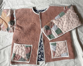 Peach Patchwork Lightweight quilted jacket