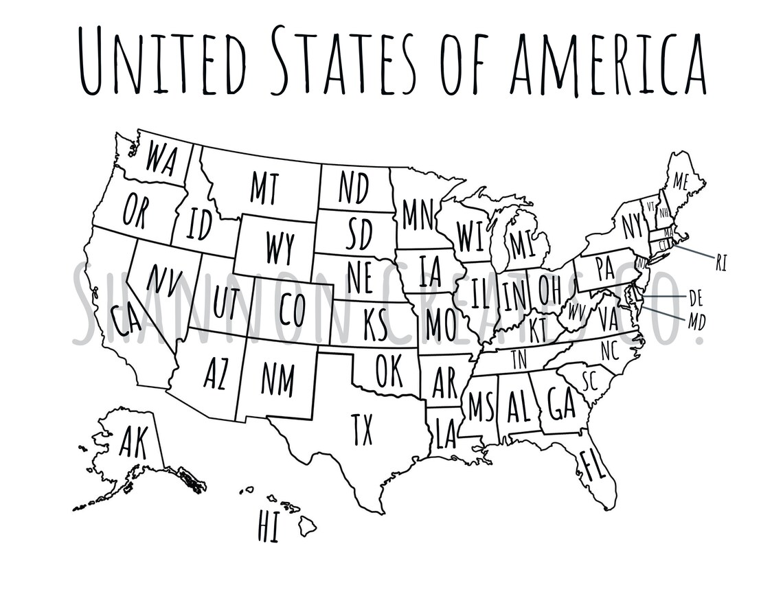 United States Map Digital Download Map State Tracking Map Etsy