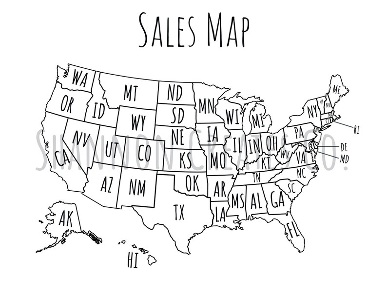 Sales Map Tracker, Digital Sales Map, Small Business Downloads, Small