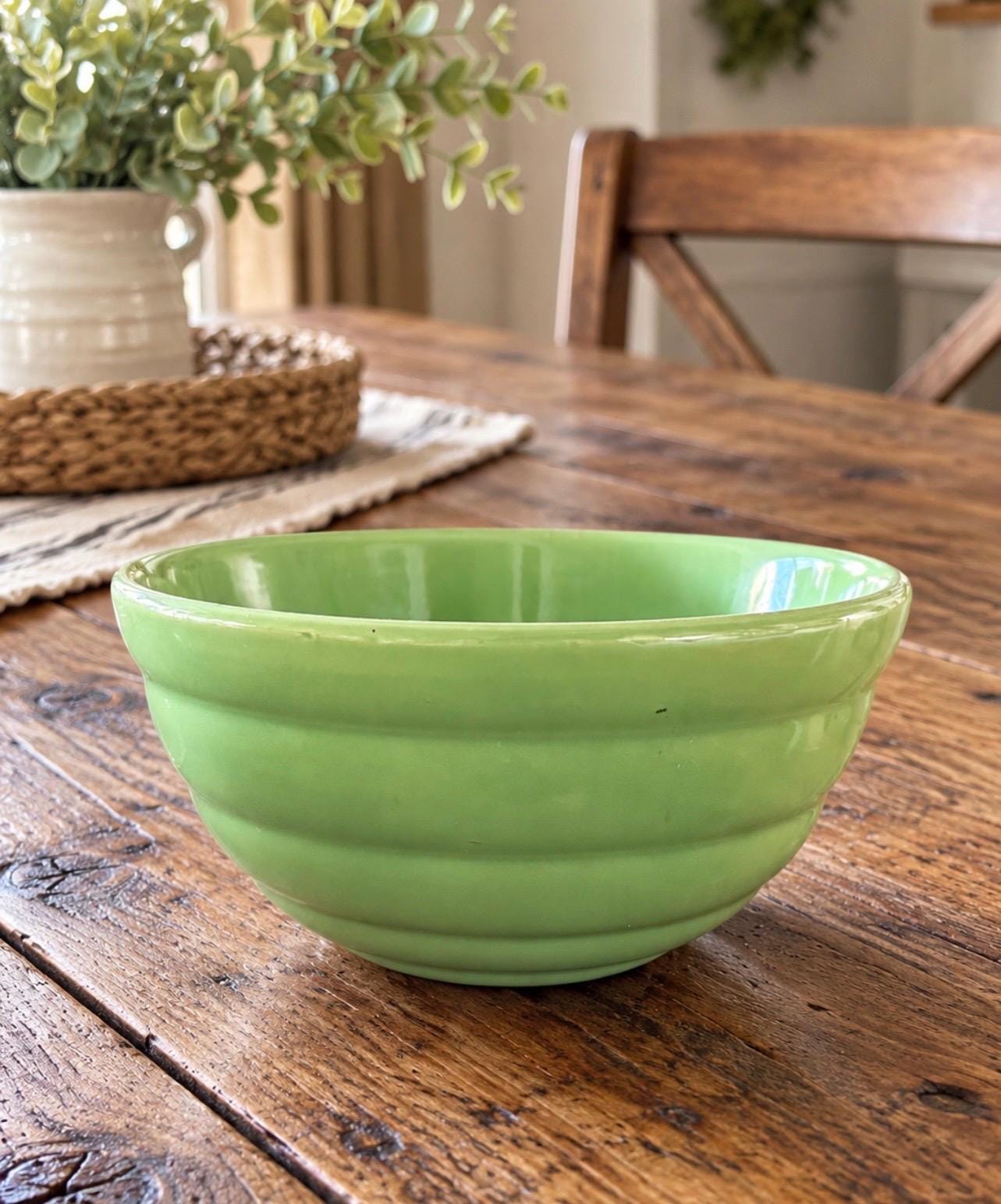 Vintage Bauer Green Bowl - Etsy