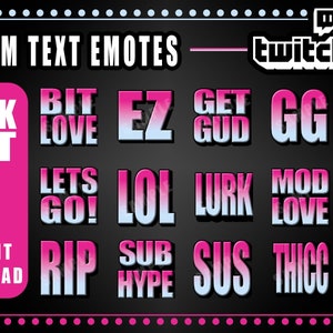 15x Emote für Streamer | Twitch Emotes | Text Emote | Statische Emote | Discord Emote | Rosa |
