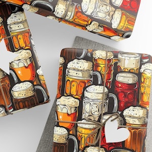 Mugs of Beer Wrapping Paper, Beer Lover Gift, Birthday Gift Wrapping, Father&#39;s Day Gift Wrap, Wrapping Paper Rolls, 3 Sizes