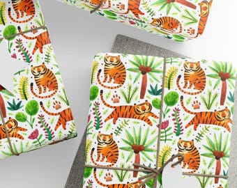 Tiger Wrapping Paper, Jungle Animal Gift Wrap, Premium Paper
