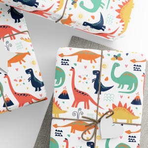 Dinosaur Wrapping Paper, Children&#39;s Gift Wrap, Dinosaur Lover Gift Wrap, Birthday Wrapping Paper, Wrapping Paper Rolls, 3 Sizes Available