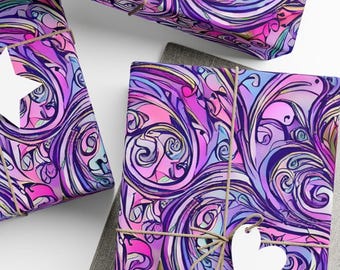 Purple Swirls Gift Wrap, Premium Paper, Wrapping Paper Rolls, 3 Sizes