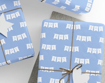 Baby Boy Wrapping Paper, Blue New Baby Gift Wrap, Baby Shower Wrapping Paper, Wrapping Paper Rolls