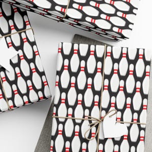 Bowling Gift Wrap, 3 Colors, Bowling Lover Wrapping Paper, Bowling Pins Design, Bowling Birthday Gift Wrap, Wrapping Paper Rolls, 3 Sizes