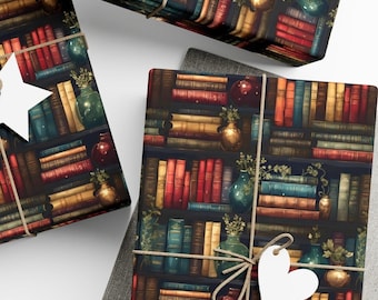 Books Wrapping Paper, Book Lover Gift Wrap, Wrapping Paper Rolls, 3 Sizes Available