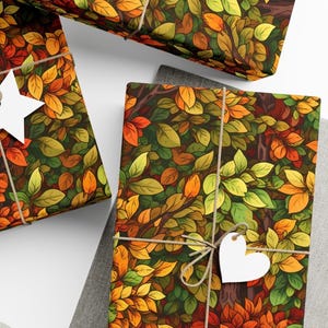 Autumn Leaves Gift Wrap, Fall Wrapping Paper, Birthday Wrapping, Fall Foliage Design, Autumn Floral Paper, Wedding Wrapping Paper