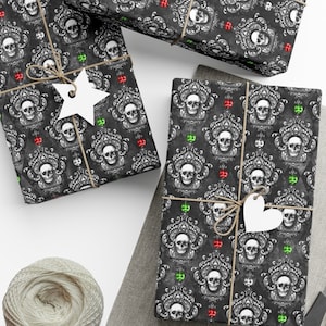 Santa Skull Gift Wrap – Spooky Cat Press