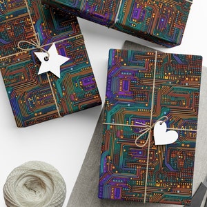 Engineer Gift Wrap, Wrapping Paper, Circuit Board Paper, High Tech Gift Wrap, Electrical Computer Wrapping Paper Rolls, Computer Tech Paper