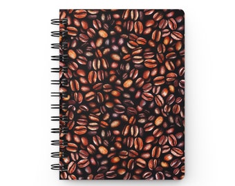 Coffee Lover's Notebook, Journal with Roasted Coffee Beans, Coffee Lover's Gift, Notebook for Barista, Coffee Aficionado Gift