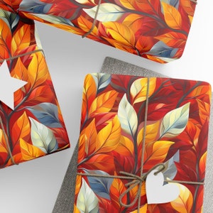 Autumn Leaves Wrapping Paper, Fall Foliage Gift Wrap, Birthday Gift Wrap, Fall Wedding Gift Wrap, Premium Paper, Wrapping Paper Rolls