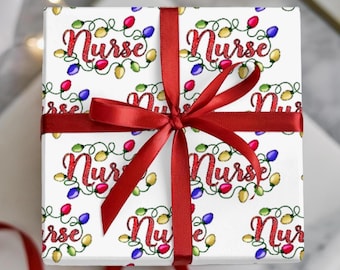 Christmas Nurse Wrapping Paper, Premium Paper, Wrapping Paper Rolls, 3 Sizes