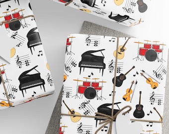 Musician's Gift Wrap, Musical Instruments Design, Music Lover Wrapping Paper, Premium Paper