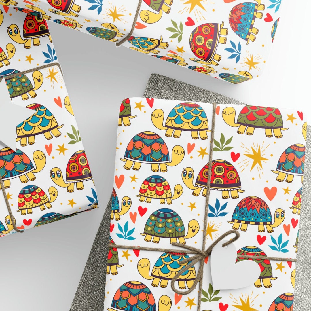 Cute Turtle Wrapping Paper, Children's Wrapping Paper, Wrapping Paper ...