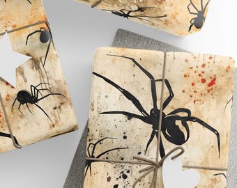 Spiders Gift Wrap,  Grunge Aesthetic, Premium Paper, 3 Sizes