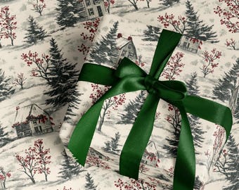 Vintage Christmas Wrapping Paper, Winter Holiday Gift Wrap, Premium Paper, Wrapping Paper Rolls, 3 Sizes