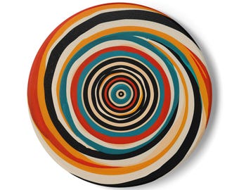 Artistic Swirls Ceramic Coaster, Groovy Swirl Design, Retro Home Decor Gift, Housewarming Gift, Round or Square Coasters Sets