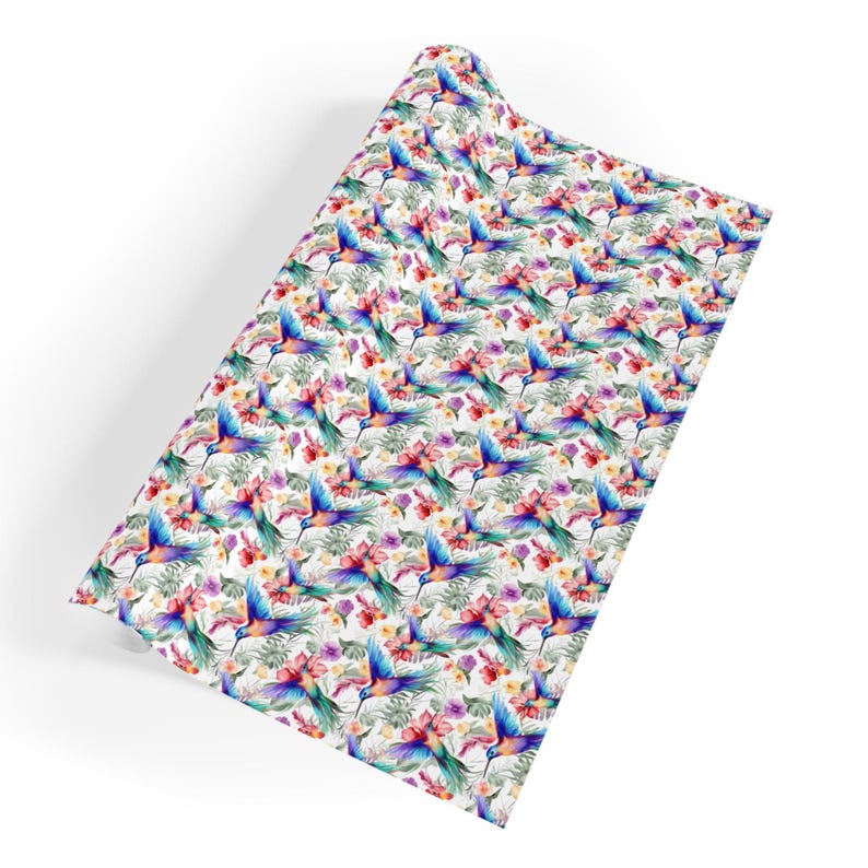 Hummingbird Gift Wrap, Birthday Wrapping Paper, Bird Lover Gift Wrap, Watercolor Design, Wrapping Paper Rolls, Eco Friendly, Wedding Paper image 6