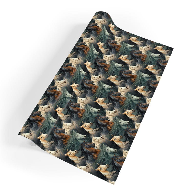 Papel de regalo con caballos al galope, papel de regalo para amantes de los caballos, rollos de papel de regalo, papel de regalo ecuestre, rollos de papel de regalo, papel de regalo de primera calidad imagen 6