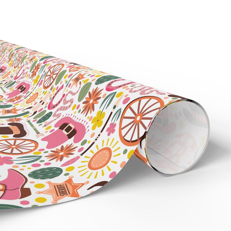 Pink Cowgirl Wrapping Paper, Western Aesthetic, Premium Paper, Wrapping Paper Rolls, 3 Sizes image 3