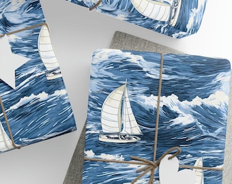Sailing Wrapping Paper, Nautical Gift Wrap, Premium Paper, Wrapping Paper Rolls, 3 Sizes