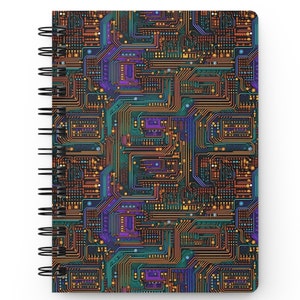 Engineer's Notebook, High Tech Spiral Notebook, Colorful Circuit Board Design, Gift for Engineer, Electrician, High Tech or Computer Fields