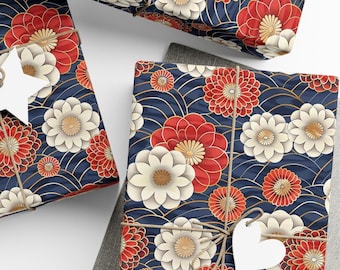 Japanese Floral Wrapping Paper, Kimono Fabric Style Pattern, Asian Aesthetic, Wrapping Paper Rolls, Eco Friendly Paper, 3 Sizes