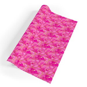Papier cadeau rose vif, Papier cadeau rose vif et or, Encre à l'alcool, Papier marbré, Emballage de mariage, Emballage d'anniversaire, Papier cadeau de douche image 6