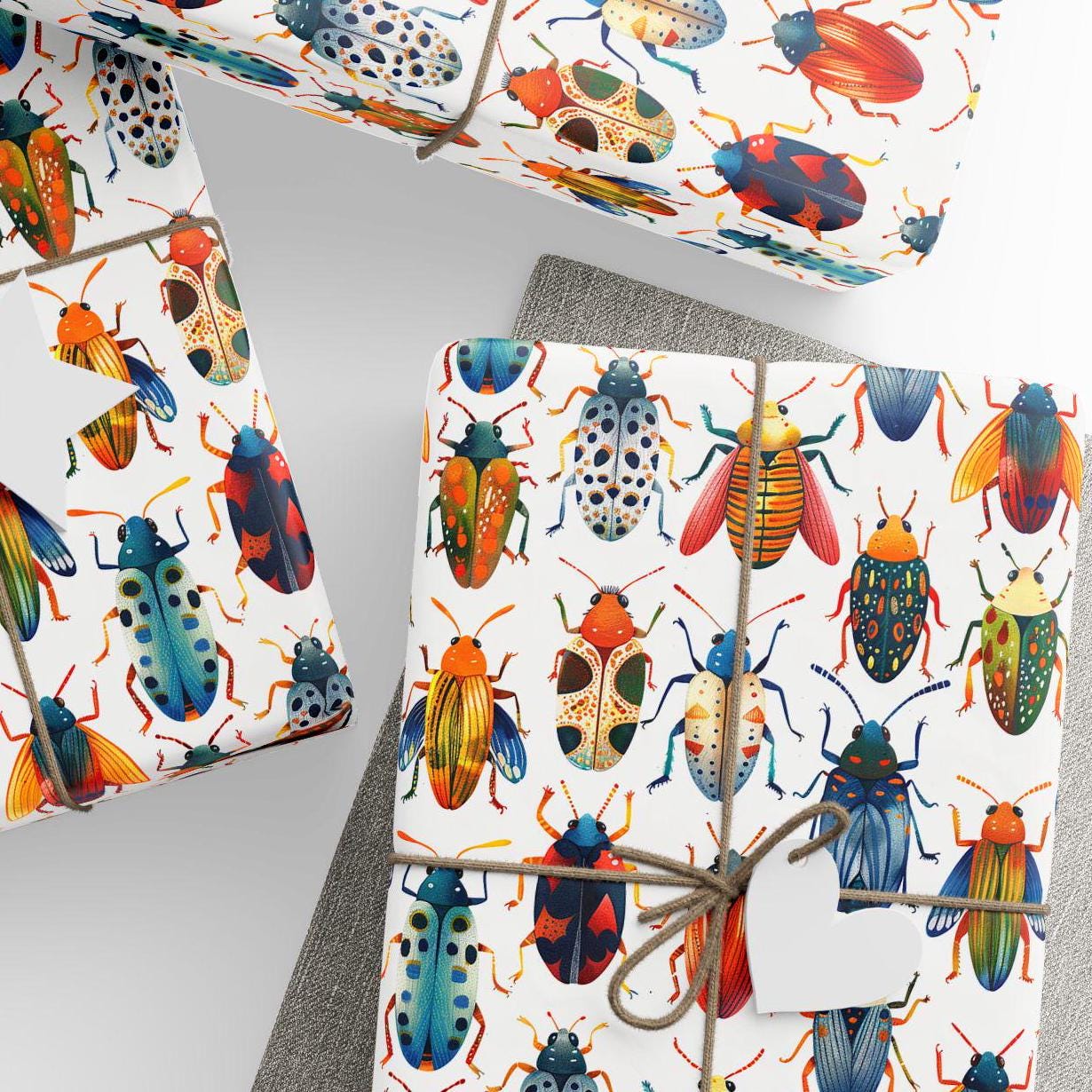 Colorful Bugs Wrapping Paper, Insects Gift Wrap, Fun Gift Wrap ...