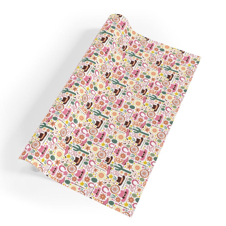 Pink Cowgirl Wrapping Paper, Western Aesthetic, Premium Paper, Wrapping Paper Rolls, 3 Sizes image 7
