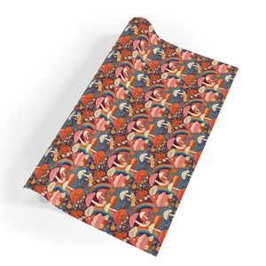 Retro Mushroom Gift Wrap, Mushrooms and Rainbows Design, Premium Paper, Wrapping Paper Rolls, 3 Sizes image 8