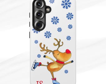 Christmas Reindeer Phone Case, Custom Holiday Phone Case, Samsung Galaxy Phone Cases, Tough Cases, iPhone & Google Pixel Cases Available